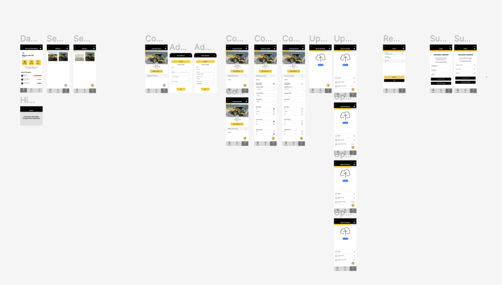 a screenshot of a figma file showing UI screens.
