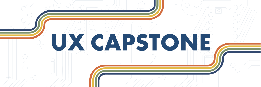 A large image saying the words "UX Capstone" over rainbow colors.